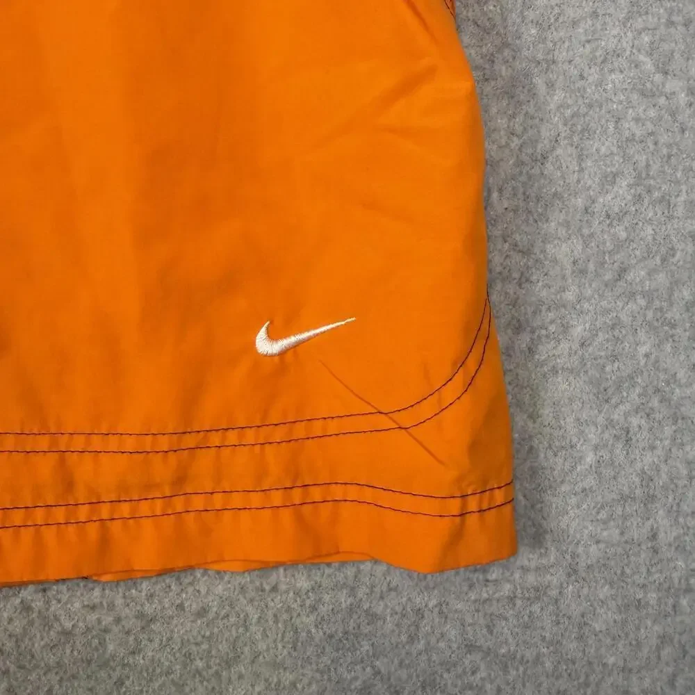 Nike Mens Swim Trunks XL Orange Elastic Drawstring Waist Pockets Mesh Lined